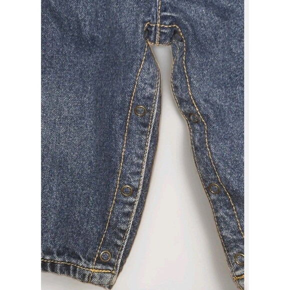 Vintage Guess Denim Overalls Leather Patch Clip Toddler Girl Boy 18 Months USA - Picture 8 of 9